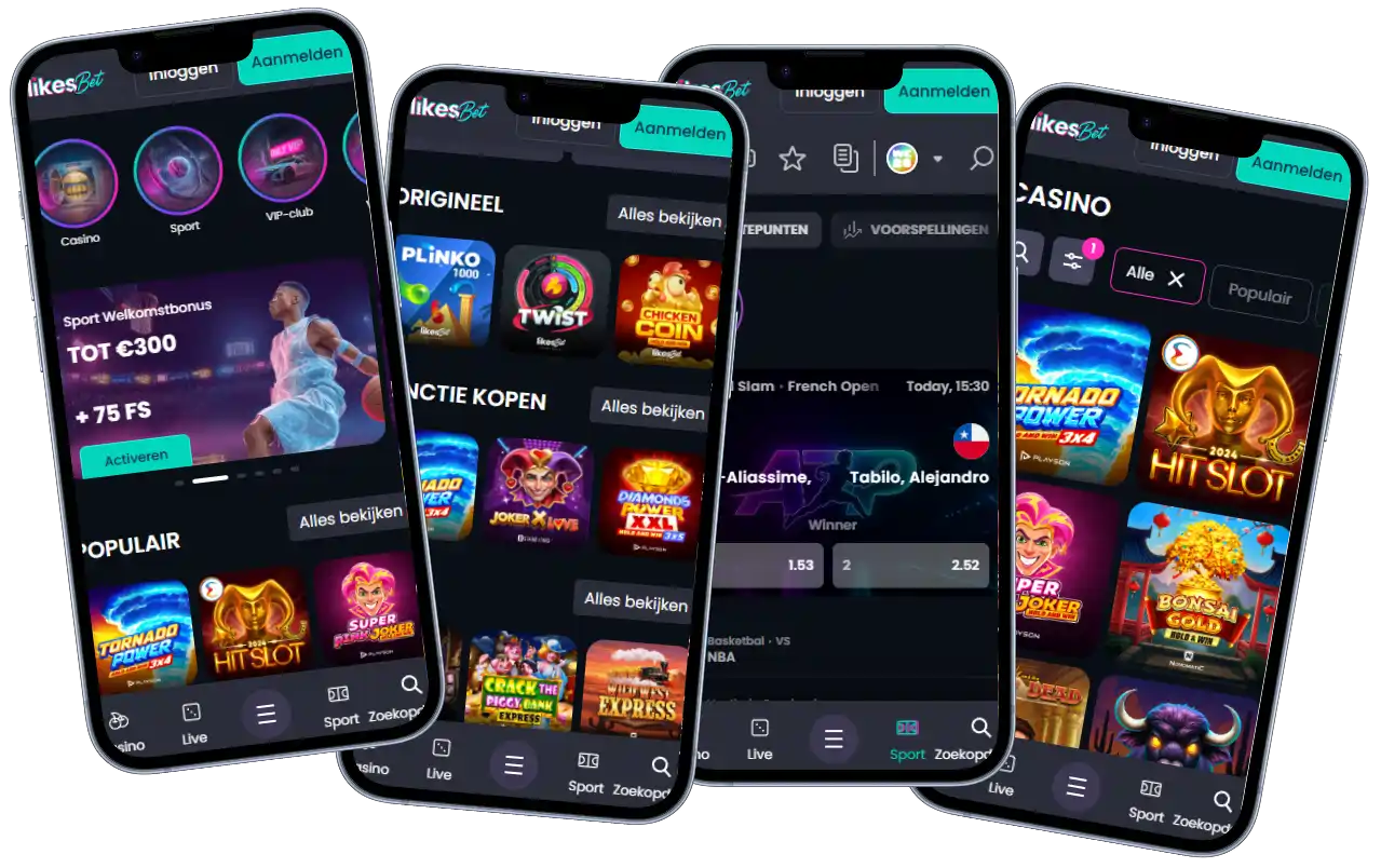 LikesBet Casino mobiele ervaring met casinospellen, live casino en sportweddenschappen