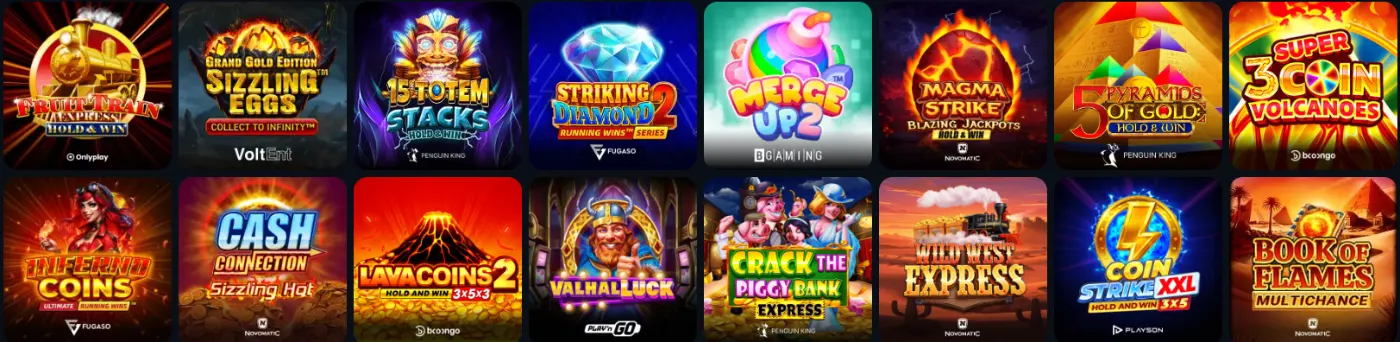 LikesBet Casino selectie van populaire slotspellen met jackpots, Hold and Win en bonusfuncties