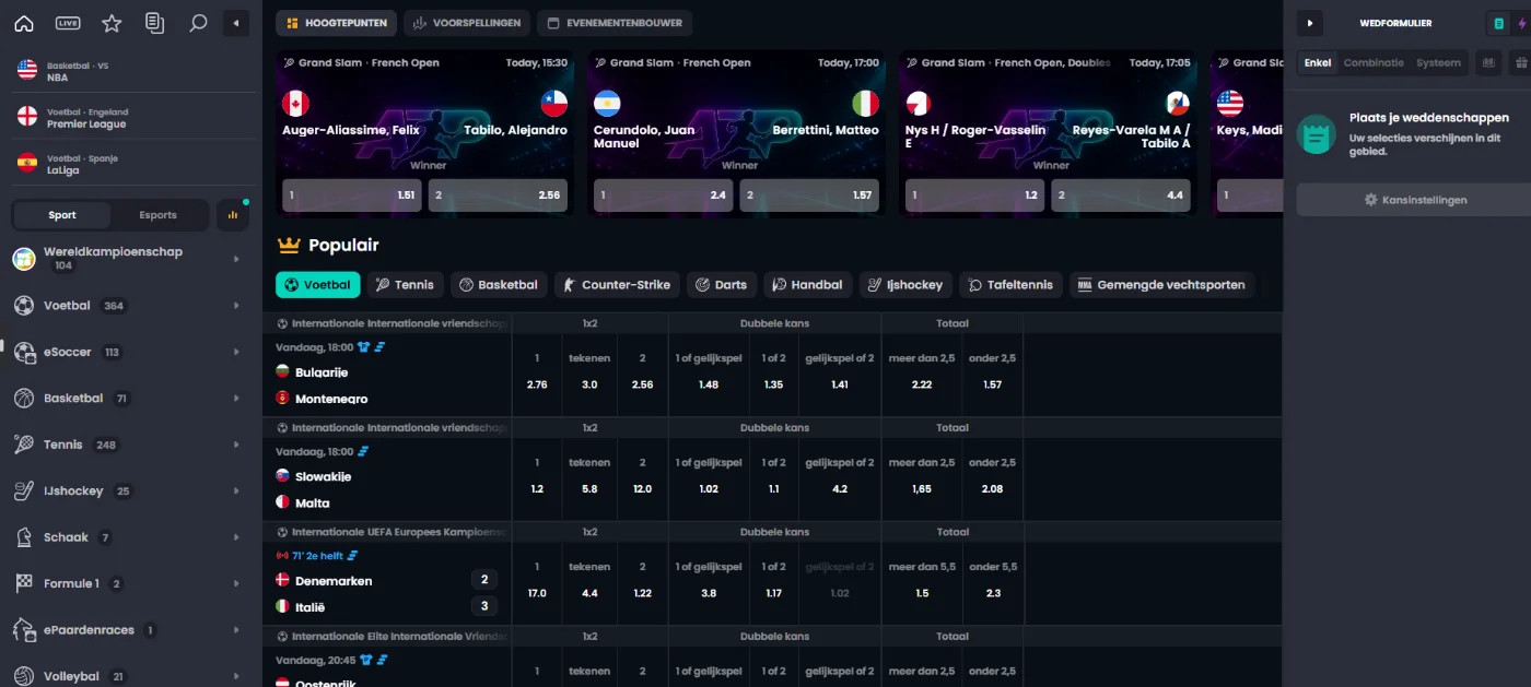 LikesBet Casino sportweddenschappen met live wedstrijden, odds en populaire sportmarkten